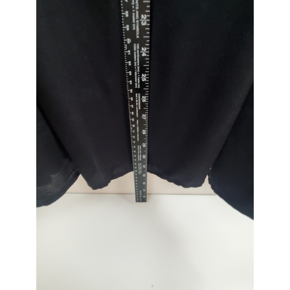 Womens Black Flowy Knee Length Skirt Side Slit Elastic Waist XL Cotton Blend - Picture 7 of 8